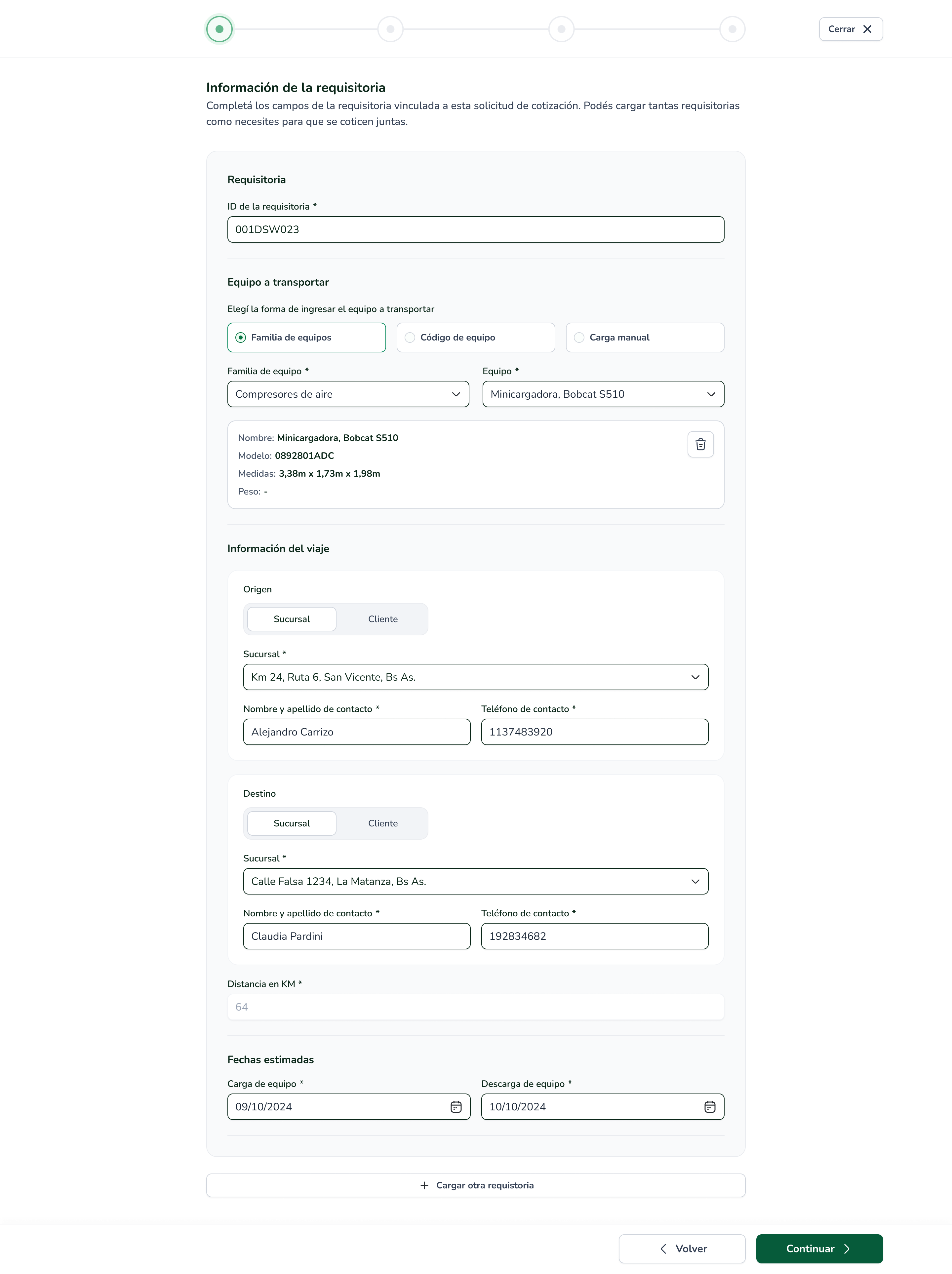 Request and trip details