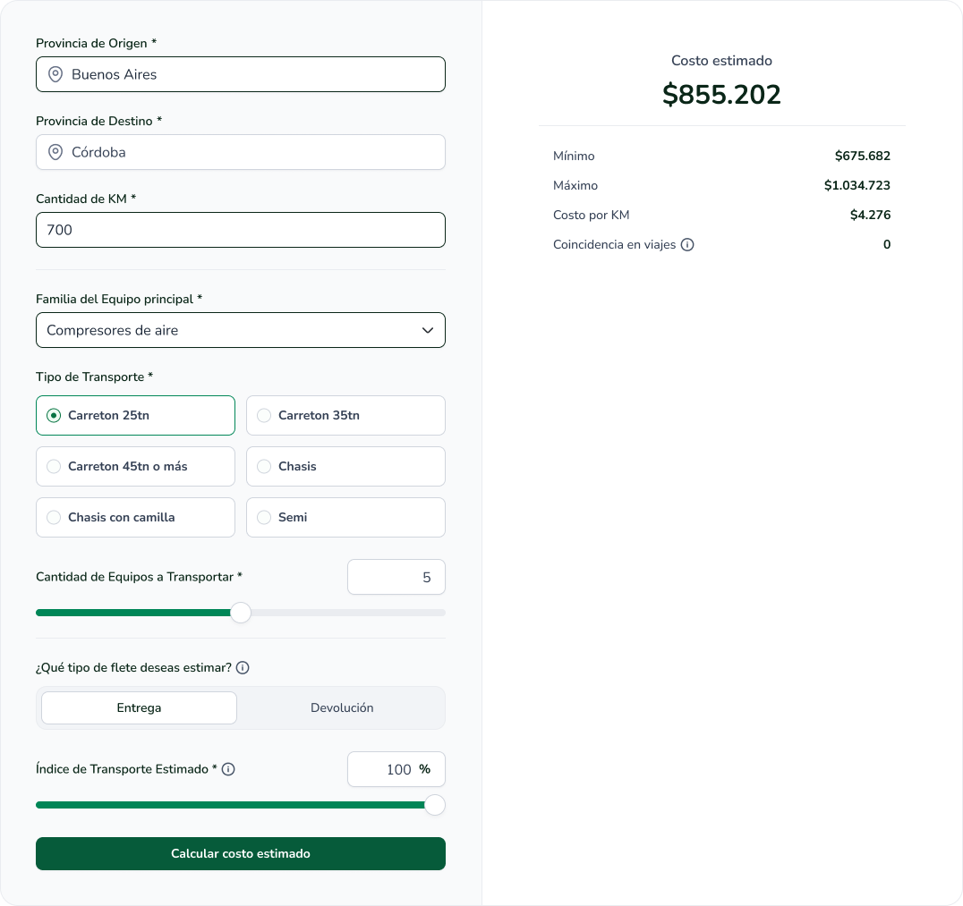 Freight calculator