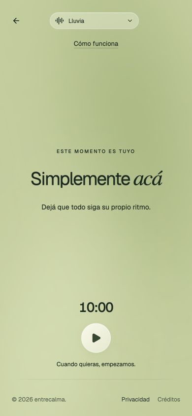 Antes de empezar: ambiente, tiempo y control principal.
